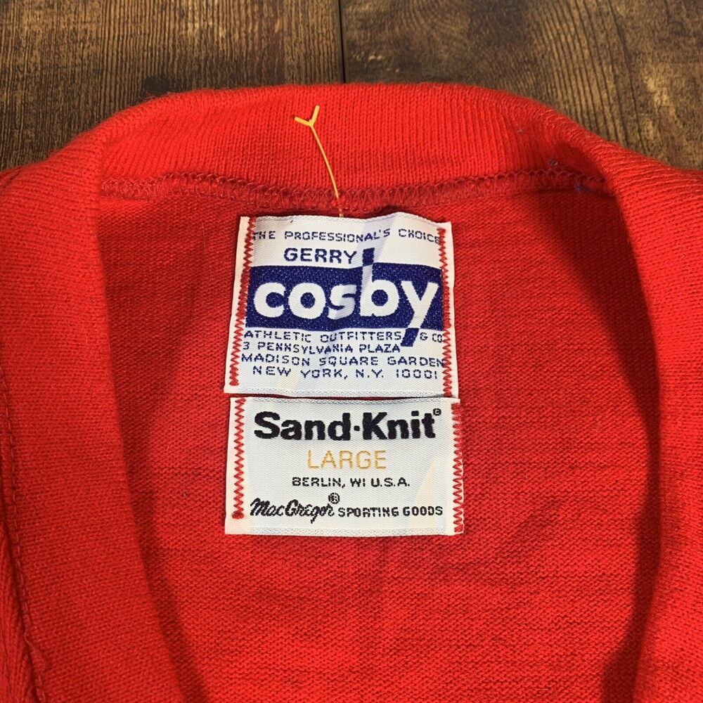 VTG Gerry Cosby USA Sand Knit Football Rare‎ New York Giants Sweater Sz Large - Picture 3 of 6